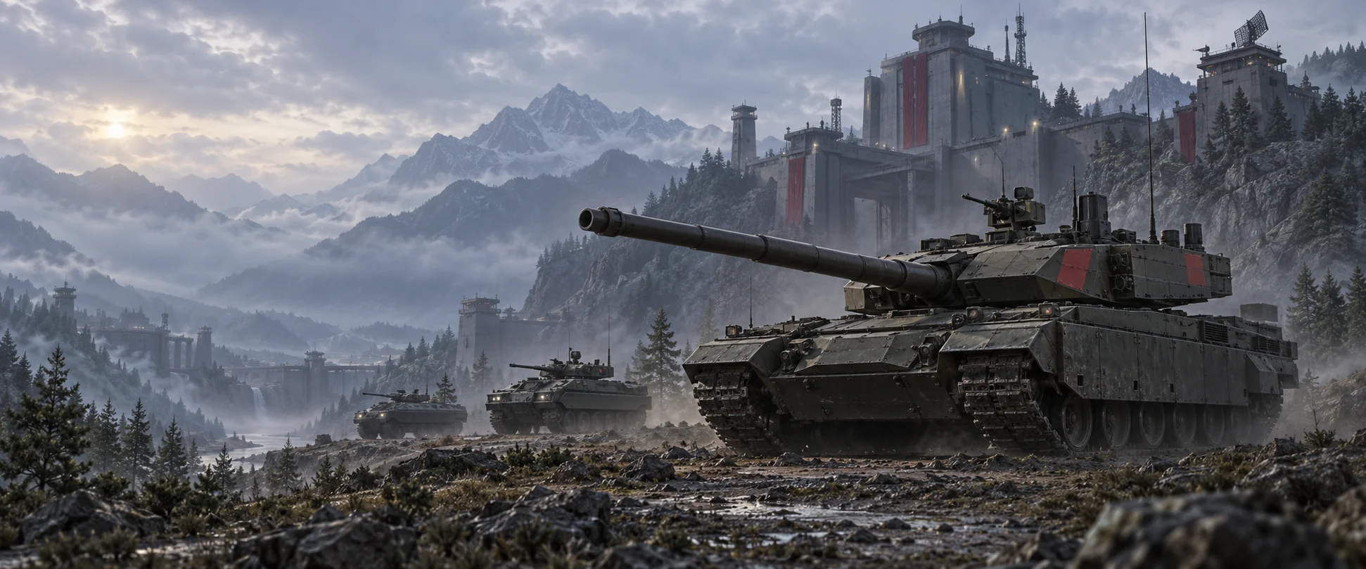 China heavy armor in front of a mountain fortress